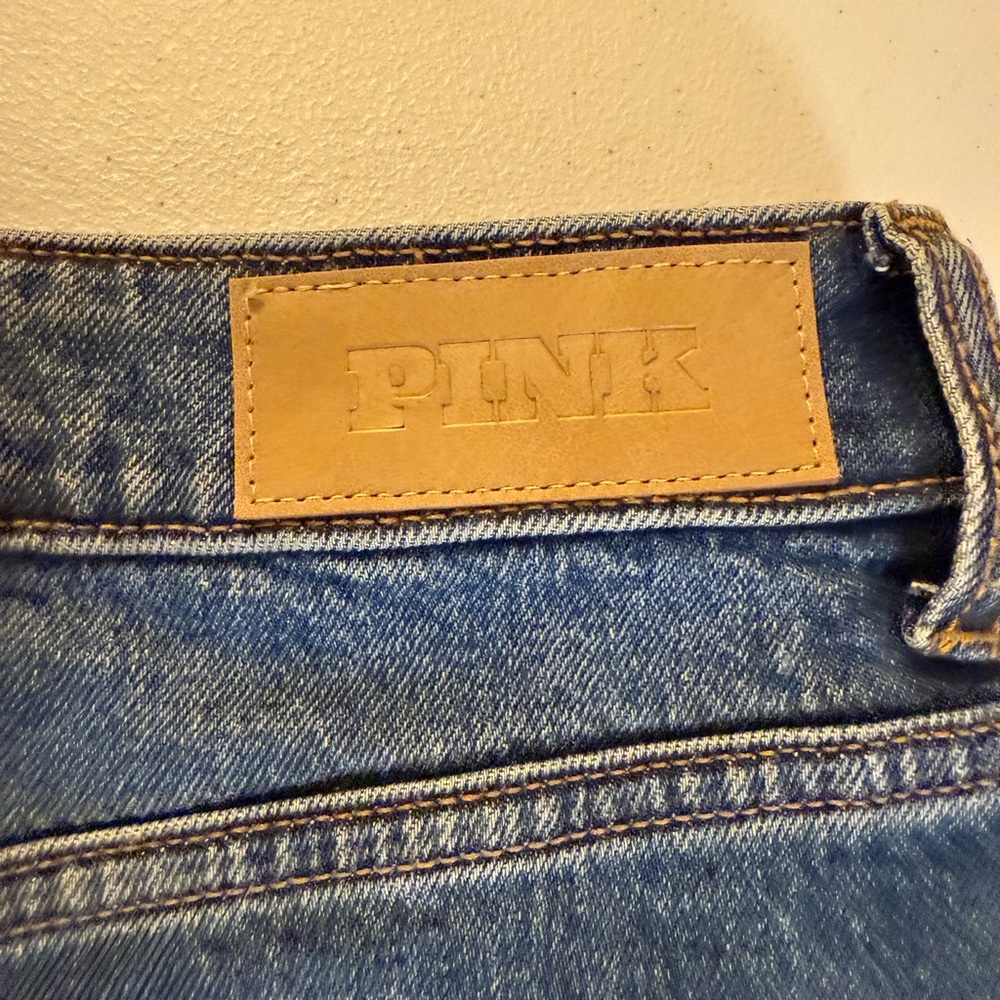 Denim by PINK Victorias Secret Mini Skirt Medium Wash Embroidery Size XS NEW - Picture 8 of 8
